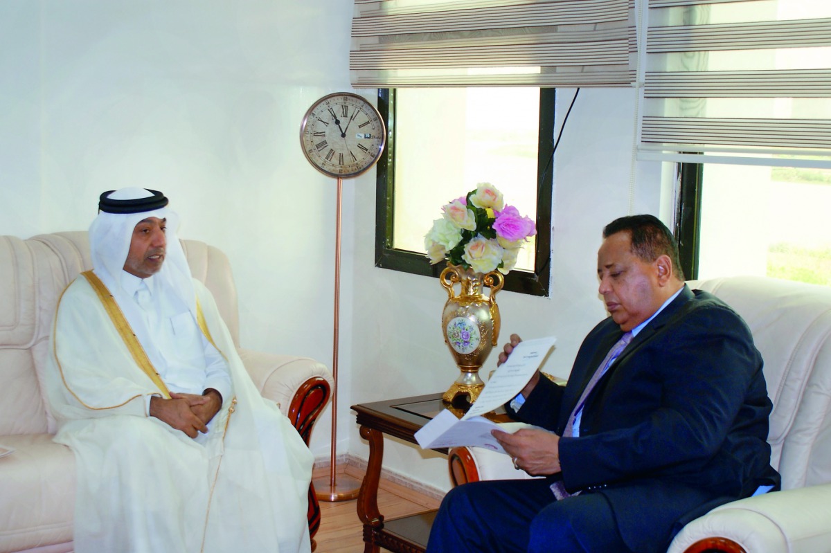 Qatar's Ambassador to Sudan, Rashid bin Abdulrahman Al Nuaimi, with Foreign Minister of Sudan Prof. Ibrahim Ghandour.  