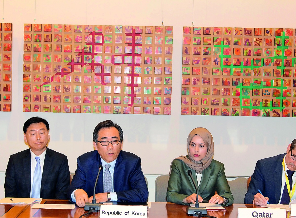 Qatar's Permanent Representative to the United Nations, H E Ambassador Sheikha Alia Ahmed bin Saif Al Thani, and the Permanent Representative of Korea to United Nations, Ambassador Cho Tae-yul launch the initiative in New York yesterday.