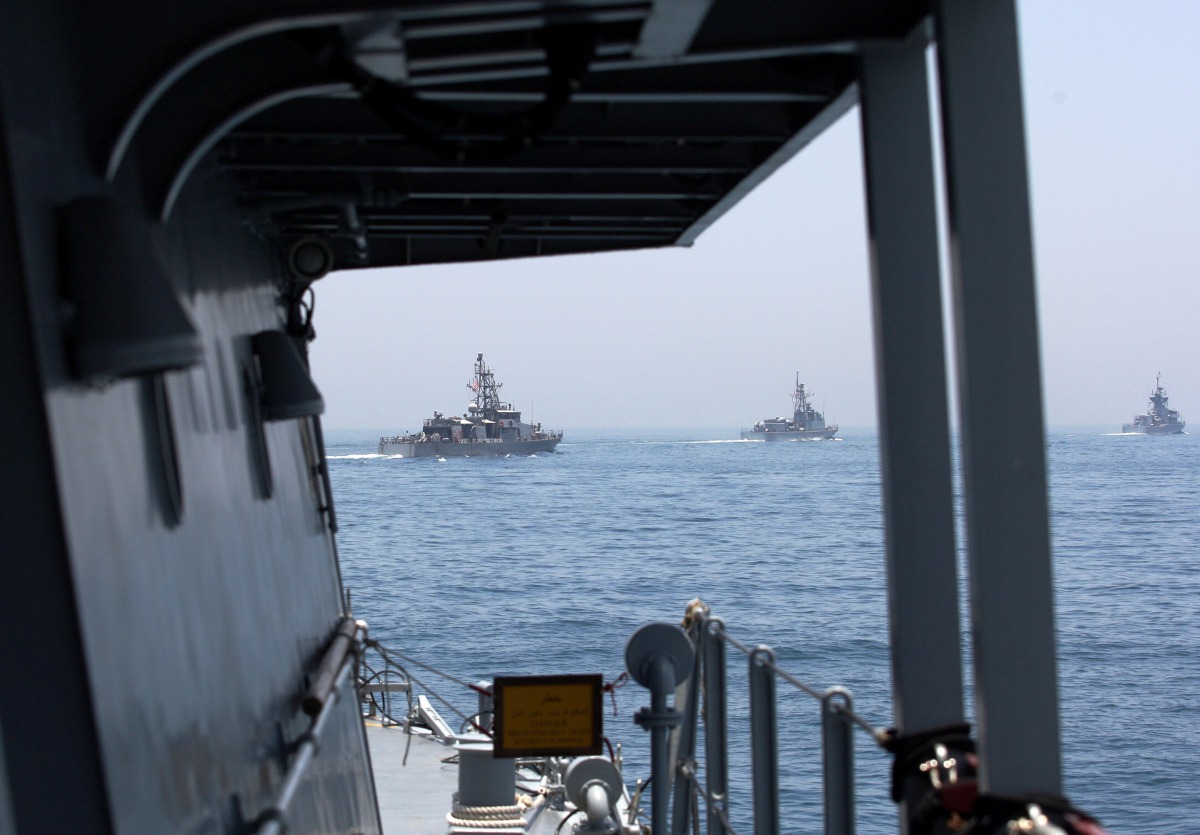 Military ships are seen during a joint naval exercise by US and Qatari troops in the Arabian Gulf, Qatar, June 16, 2017. REUTERS/Naseem Zeitoon