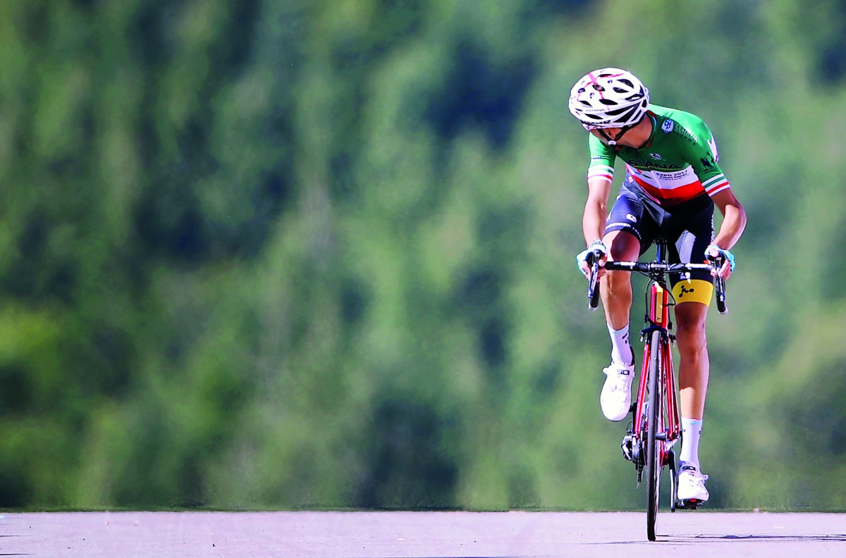 Astana rider Fabio Aru of Italy looks back as he wins the 160.5-km Stage 5 during the 104th Tour de France cycling race in  La Planche des Belles Filles, France yesterday.