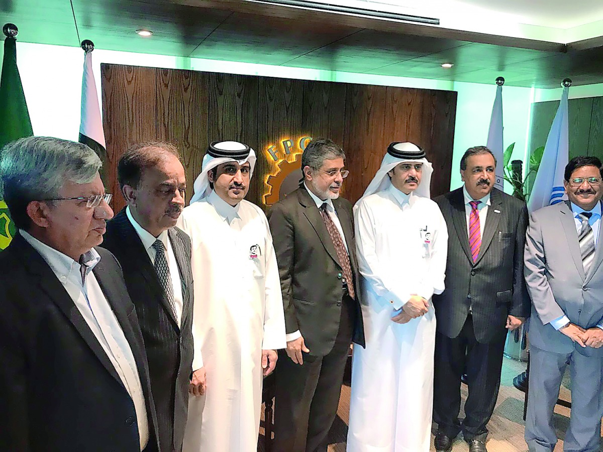 The Qatar Chamber’s delegation with Pakistani officials in Islamabad.
