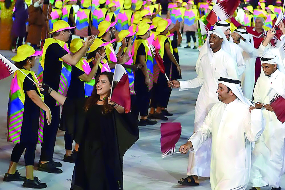 Qatari swimmer Nada Arkaji leads Qatari contingent at the 2016 Rio Olympics opening ceremony in this file photo. Arkaji along with a good number of Qatari female athletes will take part in the Ashgabat Games to be held in September.     
