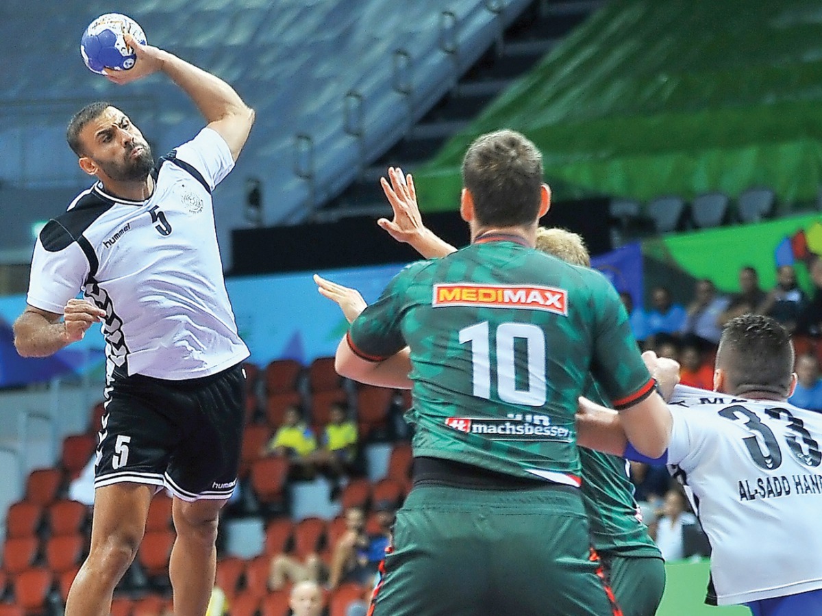 Al Sadd’s Ali Alkrad prepares to score against Fuchse Berlin during their IHF Super Globe Tournament match played at Qatar Handball Association Hall in Duhail in this file photo.