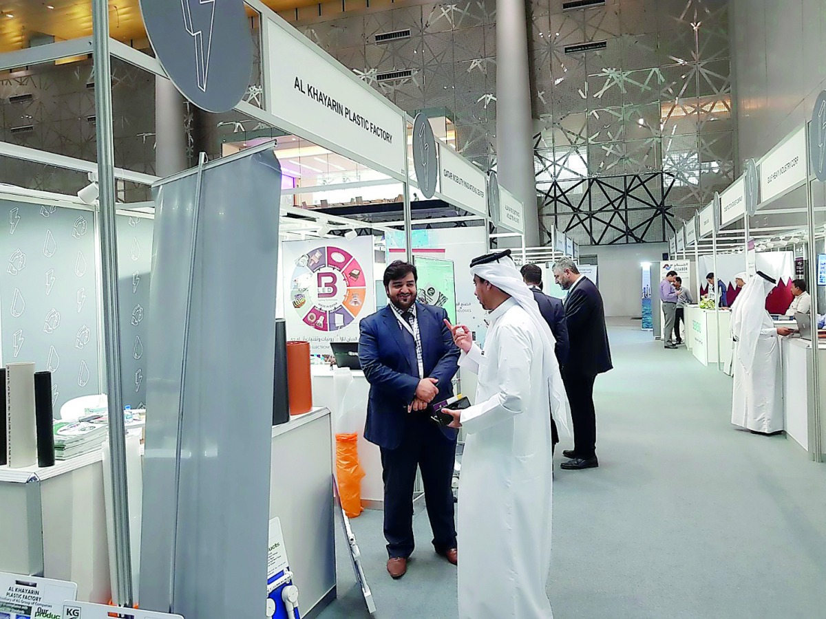 Officials speak during the event ‘Buy Local Products 3’ to support Qatar Local Manufacturing at DECC. Pic: Sachin Kumar / The Peninsula 