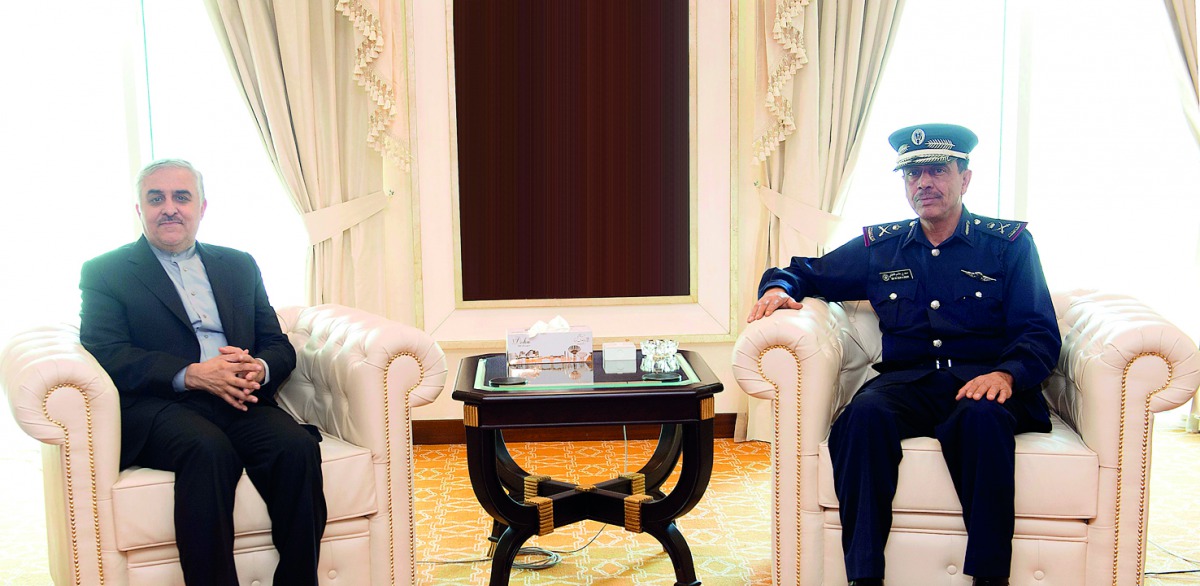 Director-General of Public Security, Major General Saad bin Jassim Al Khulaifi, with Islamic Republic of Iran’s Ambassador to Qatar, Mohammad Ali Sobhani. They discussed a number of topics of common interest.