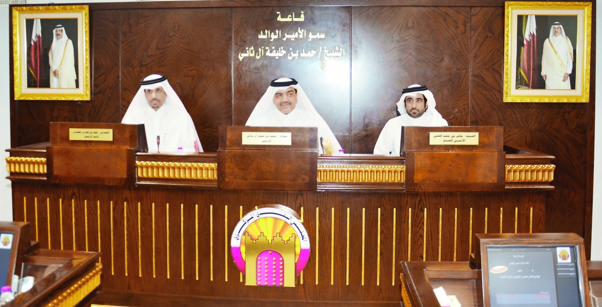 Minister of Municipality and Environment H E Mohamed bin Abdullah Al Rumaihi with other officials during the CMC regular session. 