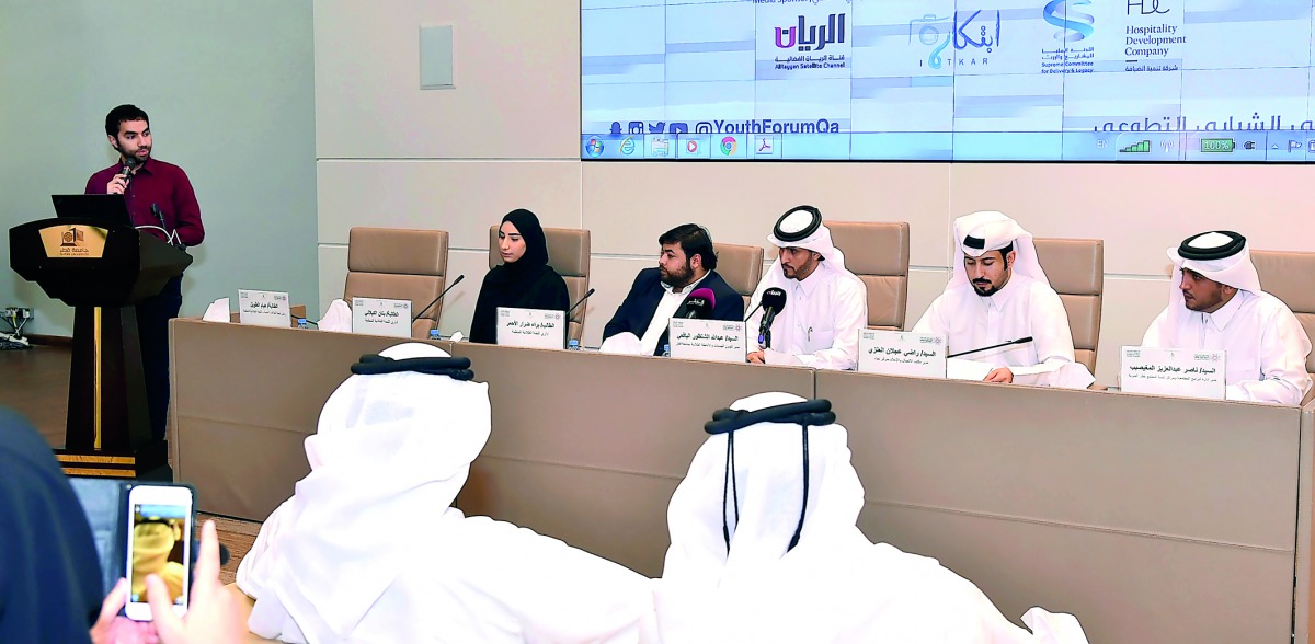 Officials at a press conference to announce “Fourth Volunteering Youth Forum” yesterday. 
