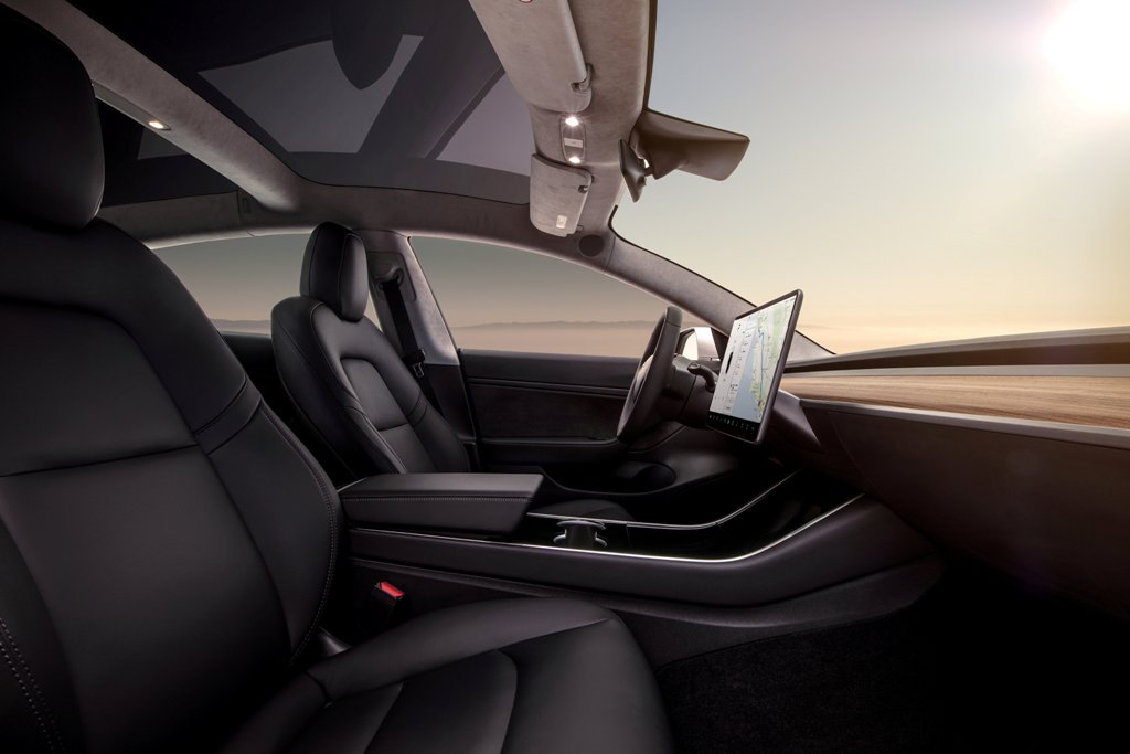 A file photo of the interior of the Tesla Model 3 sedan is seen in this undated handout image as the car company handed over its first 30 Model 3 vehicles to employee buyers at the company’s Fremont facility in California, U.S., July 28, 2017. Tesla/Hando