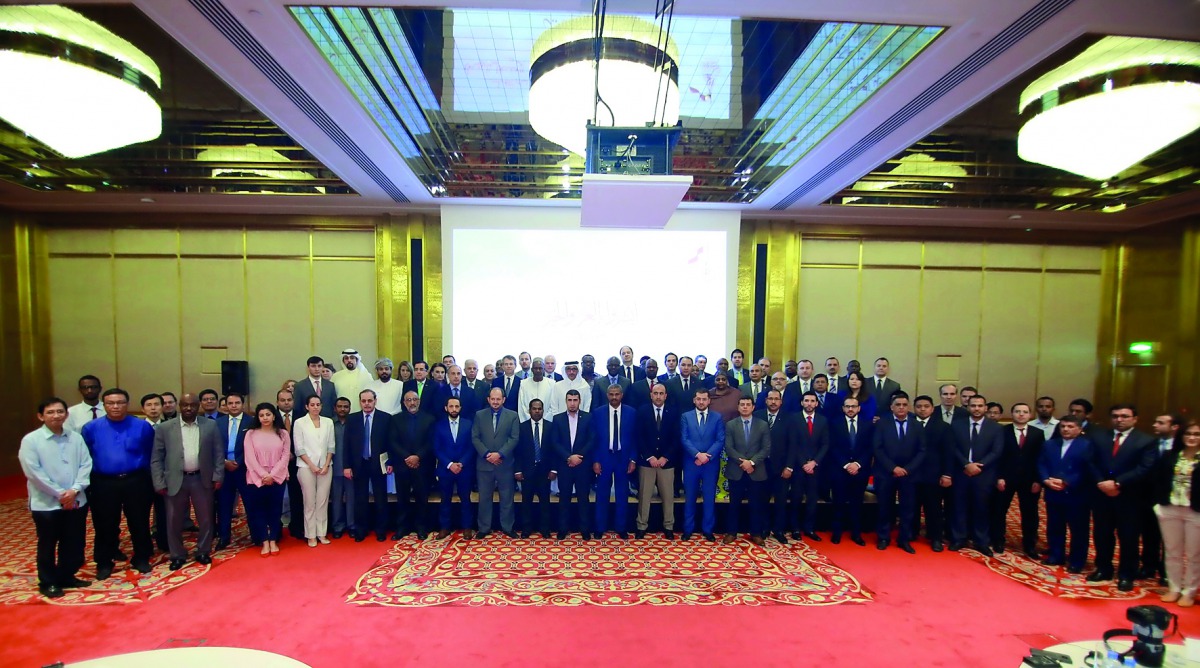 Minister of Culture and Sports H E Salah bin Ghanem Al Ali with other dignitaries and guests at the meeting.