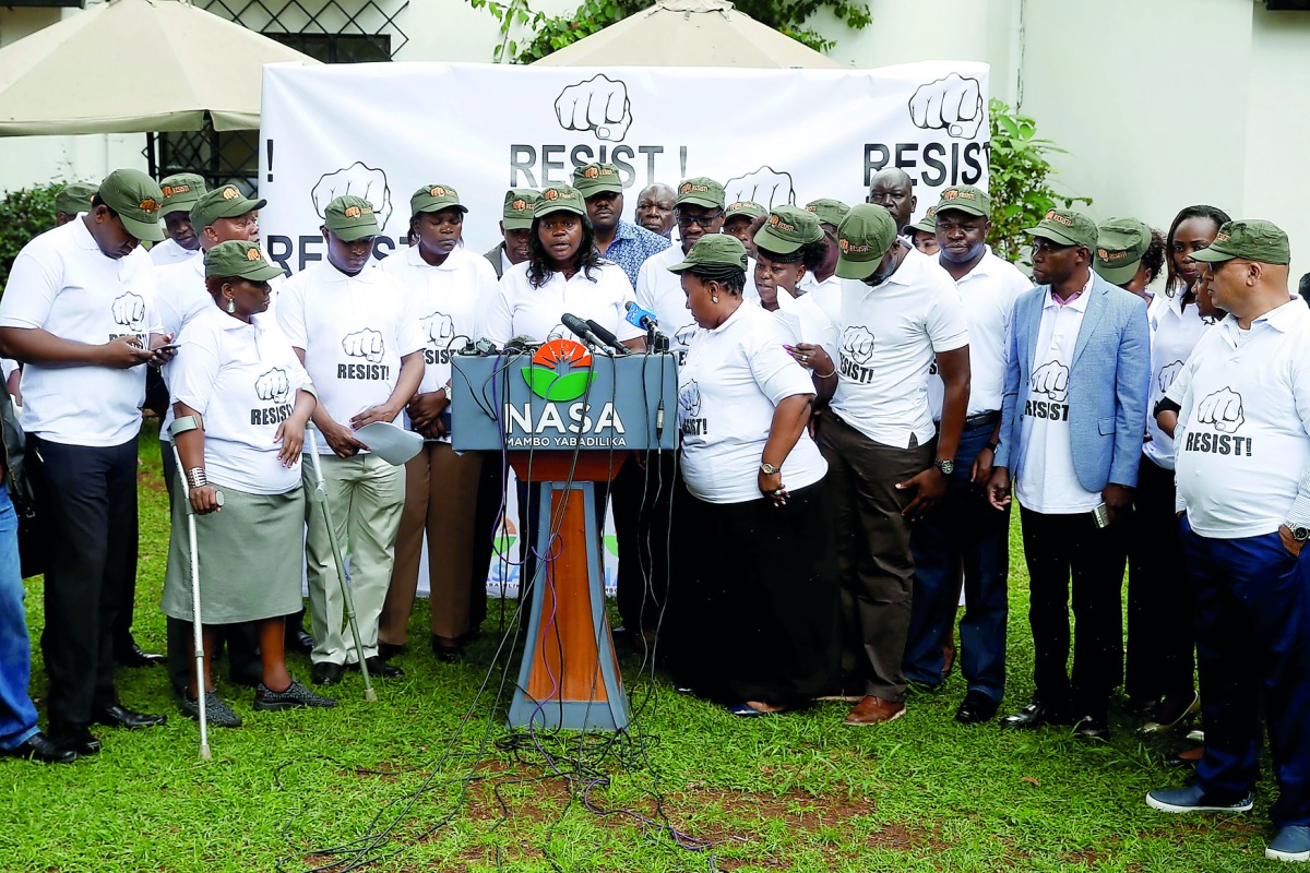 Members of the parliament from the Kenyan opposition National Super Alliance (NASA) coalition attend a news conference launching their new campaign in Nairobi, Kenya, November 3, 2017. Reuters/Baz Ratner