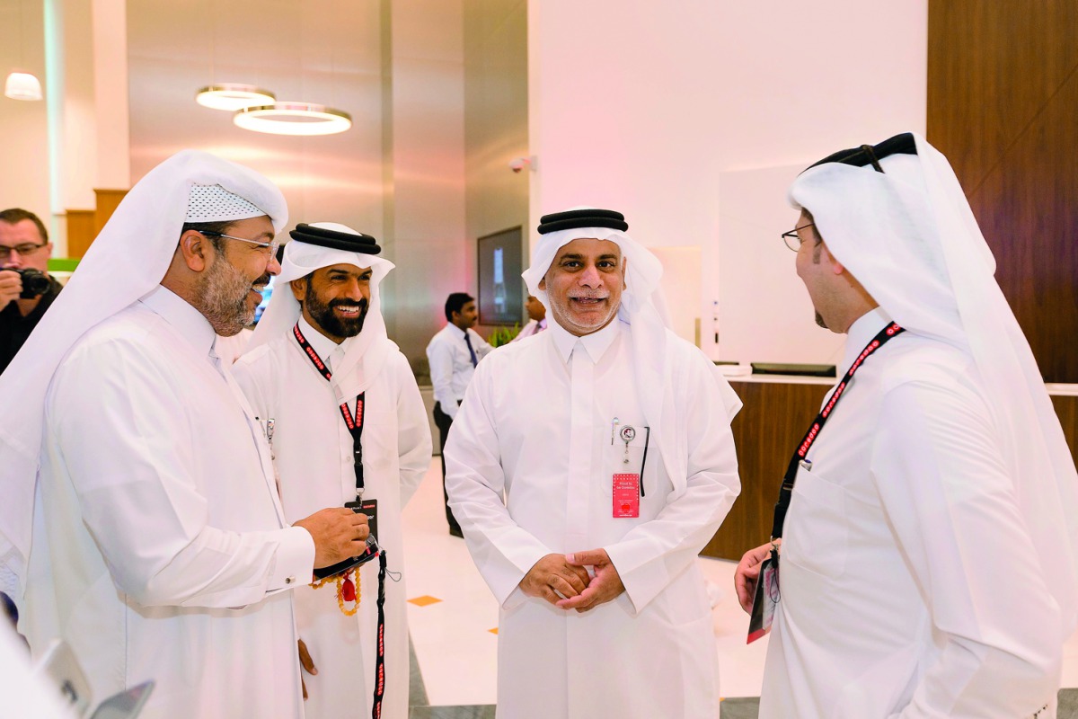 Ooredoo’s Chief Operating Officer Yousuf Abdulla Al Kubaisi with a host of senior Ooredoo employees at the launch.