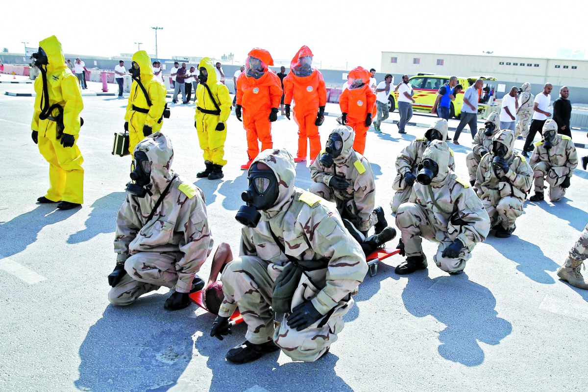 NCPW at Armed Forces yesterday conducted simulation exercise to face a chemical emergency with the aim to show Qatar’s readiness for facing chemical threats.