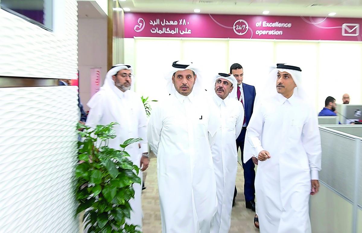 Prime Minister and Interior Minister H E Sheikh Abdullah bin Nasser bin Khalifa Al Thani visiting the headquarters of the Ministry of Transport and Communications yesterday.