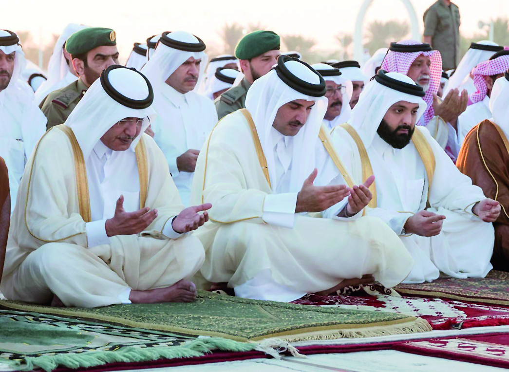 Emir H H Sheikh Tamim bin Hamad Al Thani performed the Istisqaa (rain-seeking) prayer at Al-Wajbah prayer ground yesterday morning. Personal Representative of H H the Emir H H Sheikh Jassim bin Hamad Al Thani, H H Sheikh Abdullah bin Khalifa Al Thani and 