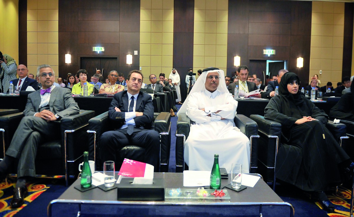 FROM LEFT: Dr Deepak Kaura, Executive Chair of Foundation Medical Services Sidra Medicine; Eric Chevallier, French Ambassador to Qatar; H E Sheikh Faleh bin Nasser Al Thani, Assistant Under-Secretary for Public Services Affairs at the Ministry of Municipa