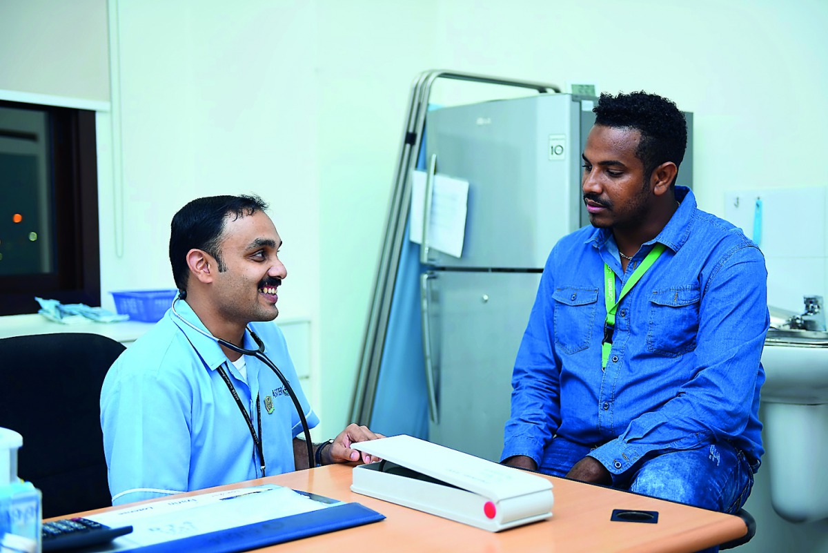 One of the captains of Careem is examined by a health care practitioner as part of the medical check-ups. 
