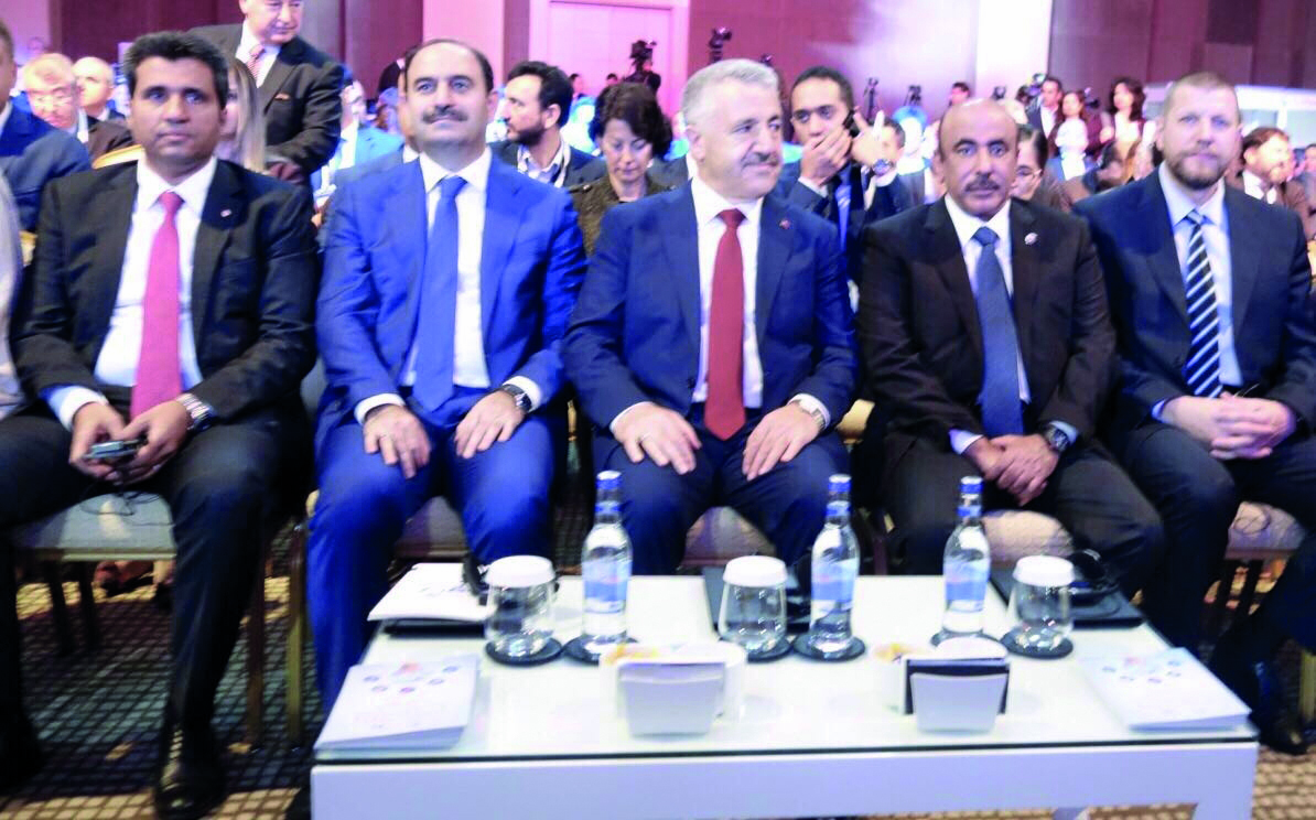 Minister of Transport and Communications H E Jassim bin Saif Al Sulaiti (second right) at the International E-Commerce Conference 2017, which opened yesterday in Turkey.