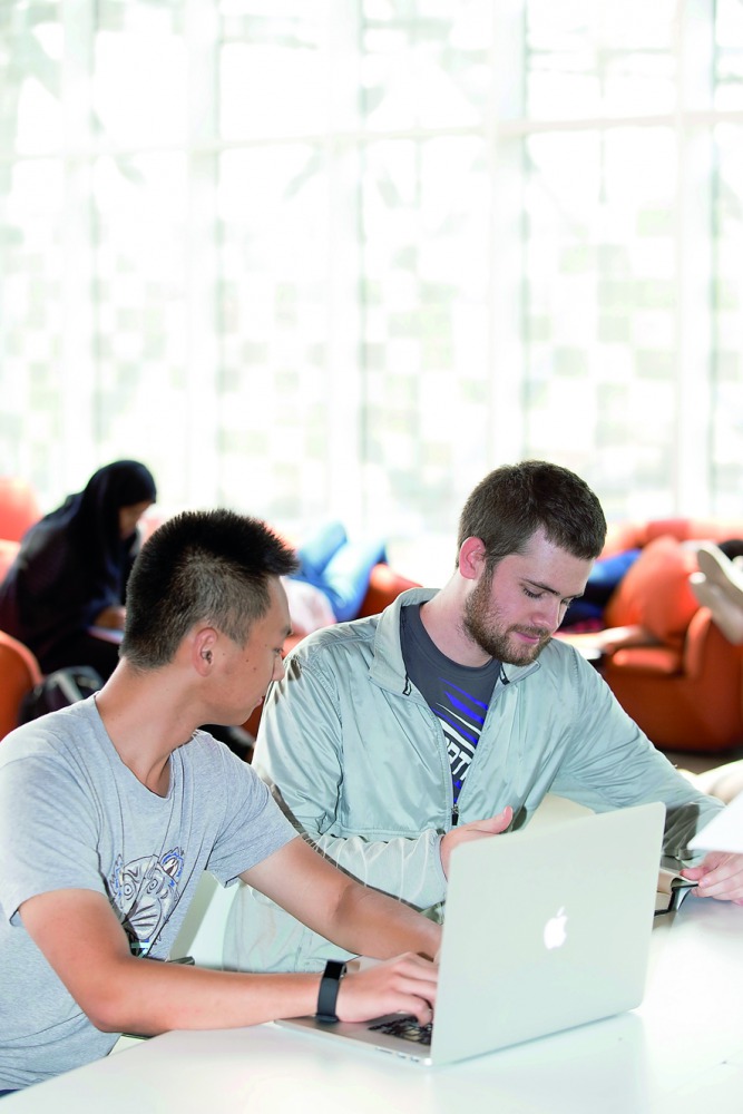 Northwestern University students during a study session. 