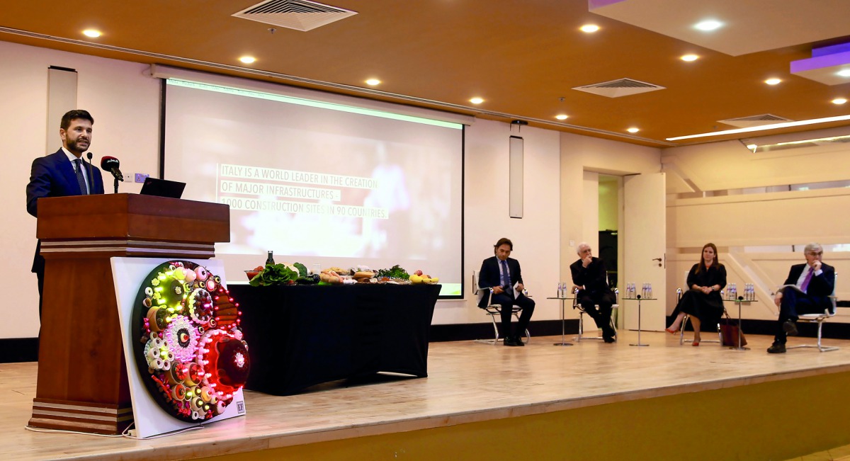Italian Ambassador to Qatar, Pasquale Salzano makes the opening remarks at the Seminar on Mediterranean Diet, Sport and Nutrition : The Italian Experience, organized by the Italian Embassy in Qatar. Pic: Qassim Rahmatullah / The Peninsula 