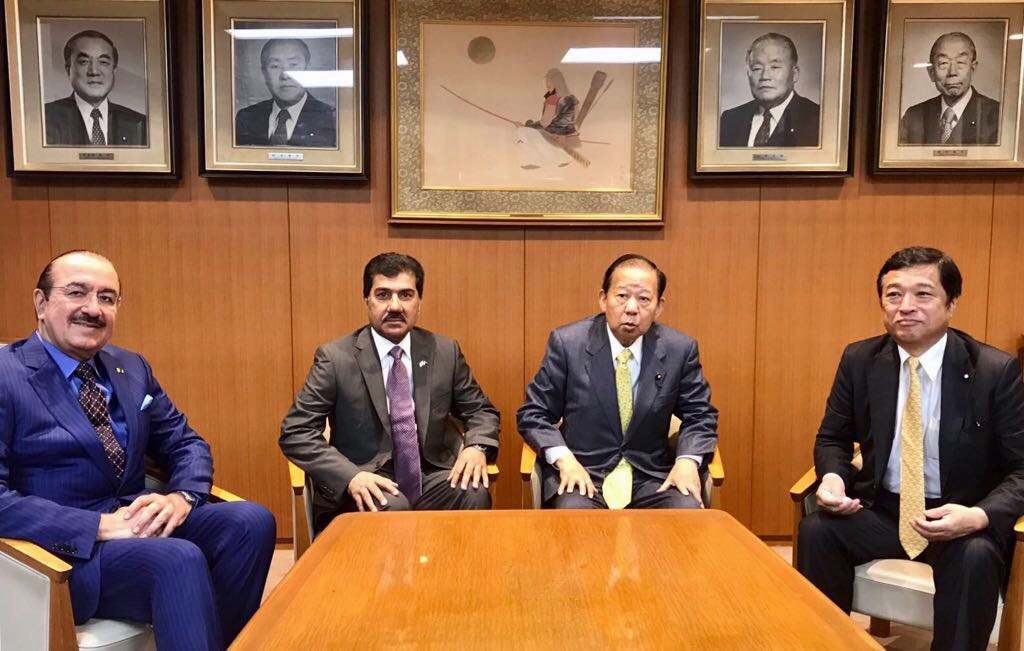 Secretary-General of the Ministry of Foreign Affairs H E Dr. Ahmed bin Hassan Al Hammadi and other officials with the Japanese delegation in Tokyo.