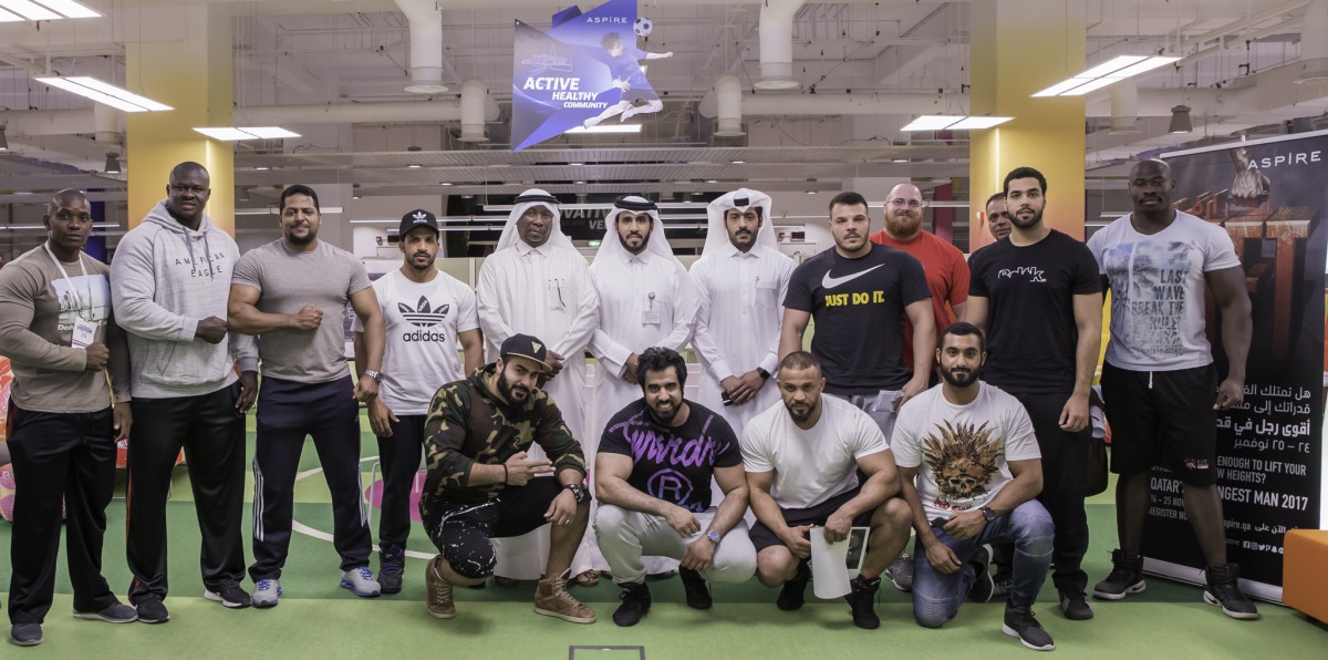 Some of the contestants with the officials of Qatar’s Strongest Man competition.