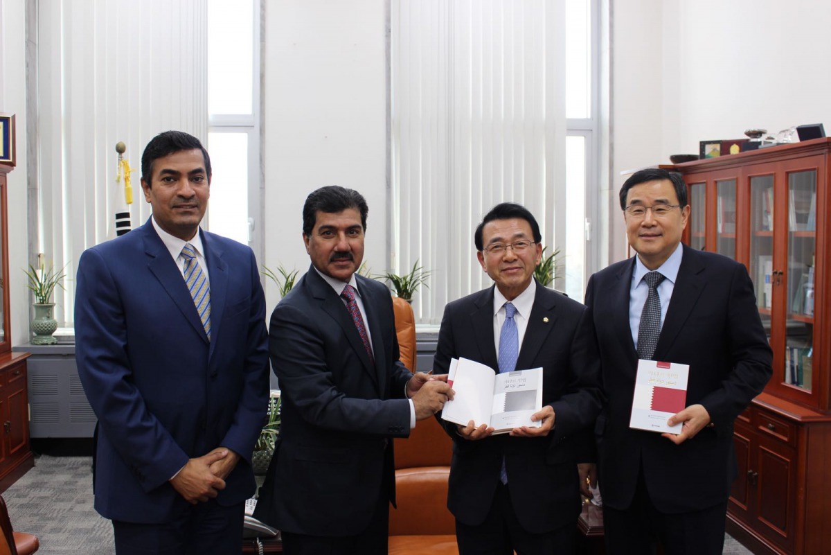 Officials during the launch of the Korean version of Qatari Constitution in Seoul yesterday