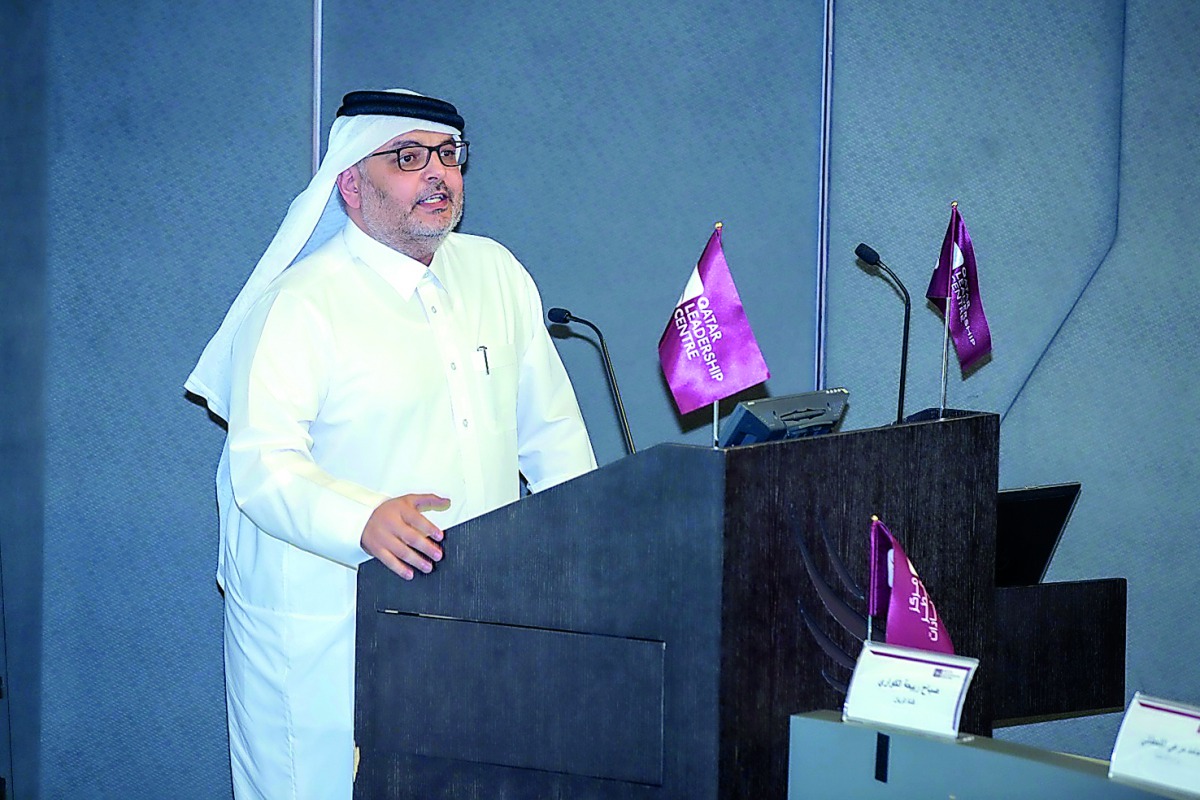 Dr. Eng. Saad bin Ahmed Al Mohannadi, President of Qatar’s Public Works Authority, Ashghal, addressing a seminar at QLC’s headquarters.