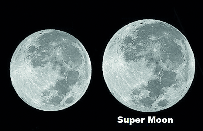 An artistic image of super moon and normal moon provided by Qatar Calendar House. 