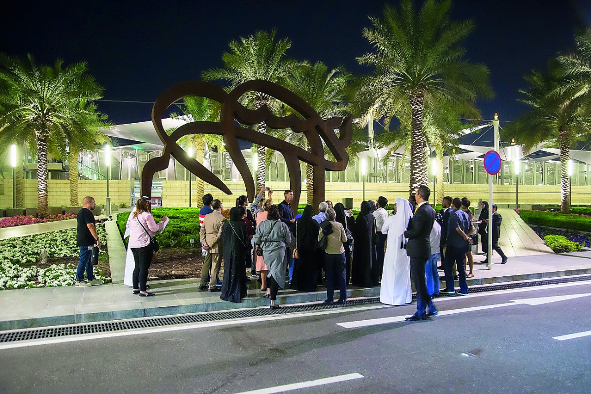 Culture Pass members of Qatar Museums visiting some of the works at the Hamad International Airport on Tuesday.