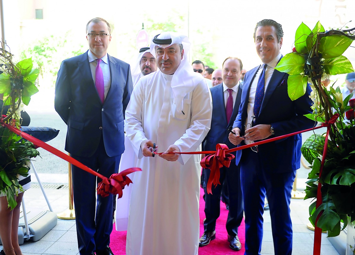 Omar Alfardan, President and CEO, Alfardan Group; Charly Dagher, General Manager of Ferrari and Maserati Qatar at Alfardan Sports Motors (right) and other officials on the opening of Maserati and Ferrari service centre at The Pearl Qatar, yesterday. Pic: 