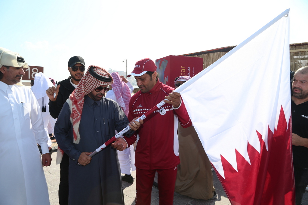 Katara General Manager Dr. Khalid bin Ibrahim Al Sulaiti with World Archery Champion, Abdelaziz Saleh Al-Attiyah. 