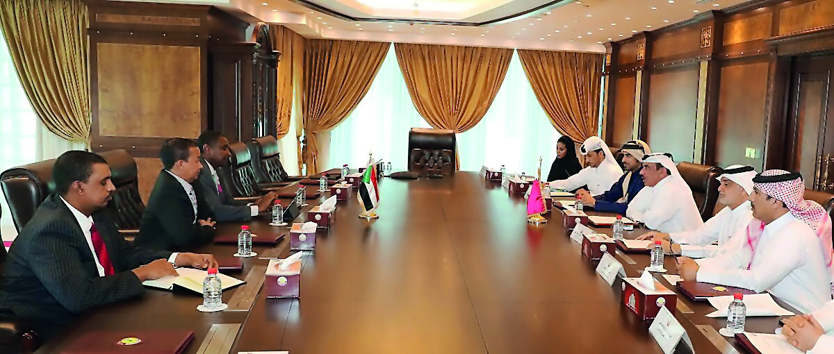 Qatari and Sudanese officials during a meeting, yesterday.