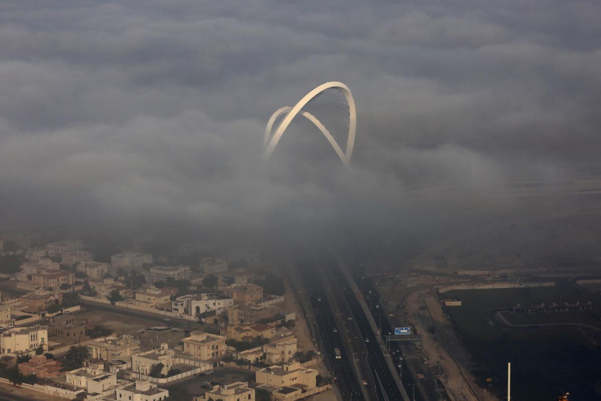 The arches at Interchange 5/6 standing tall amid fog in the morning on Thursday. Pic: Shabeerali Madalan 
