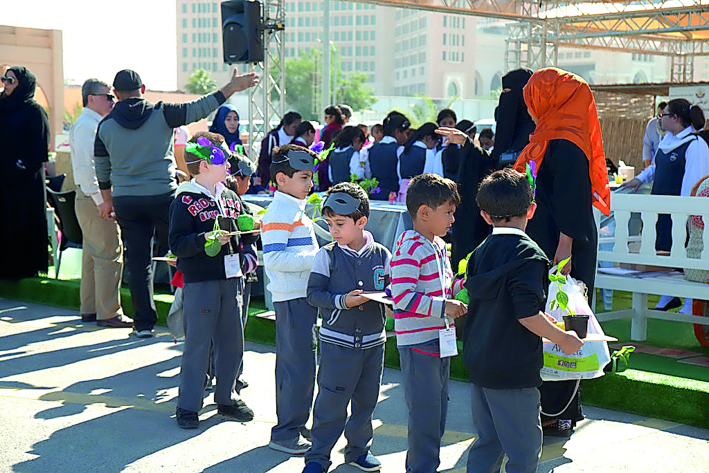 Schoolchildren and other visitors at the second day of the Mahaseel Festival started at the Katara Cultural Village.