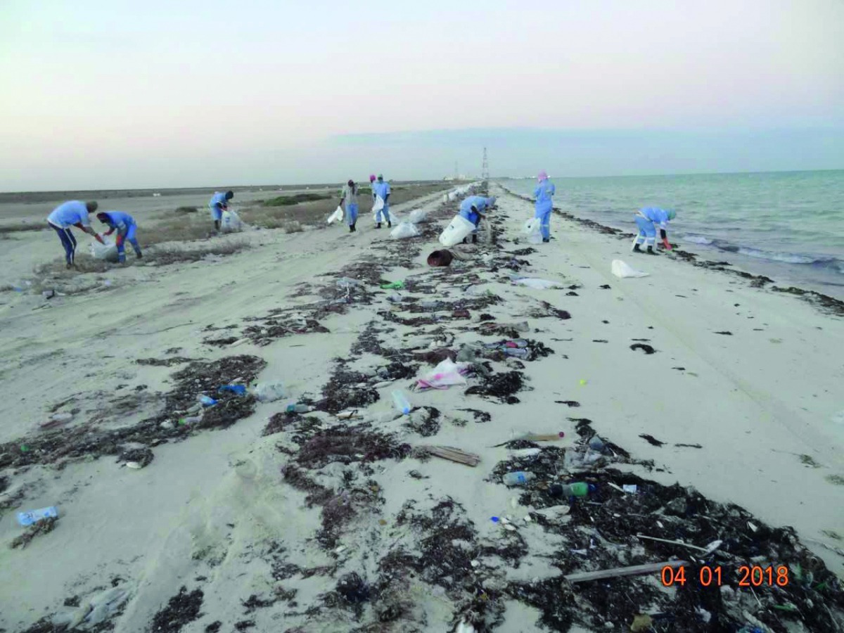 Cleaning campaign in progress on one of the beaches.