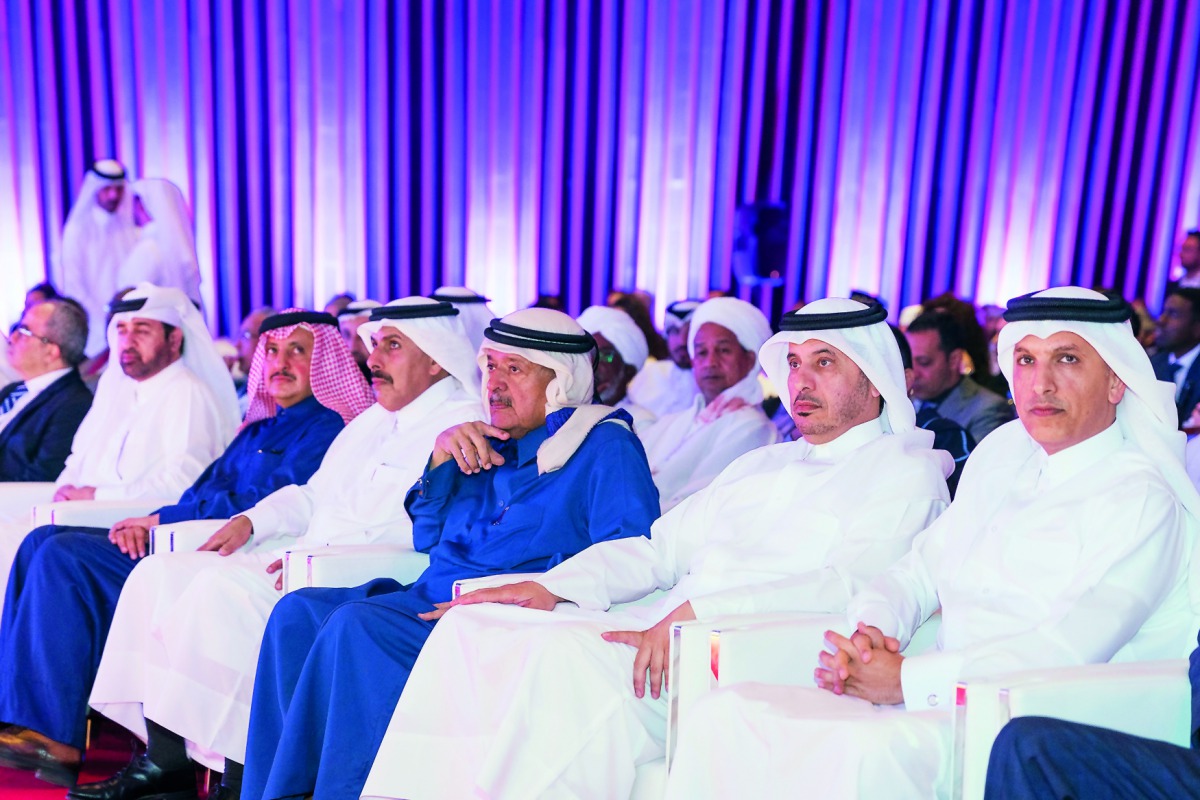 Prime Minister and Interior Minister H E Sheikh Abdullah bin Nasser bin Khalifa Al Thani (second right); Minister of Finance H E Ali Shareef Al Emadi (right), QCB Governor H E Sheikh Abdulla bin Saoud Al Thani (fourth right); and Sheikh Faisal bin Qassim 