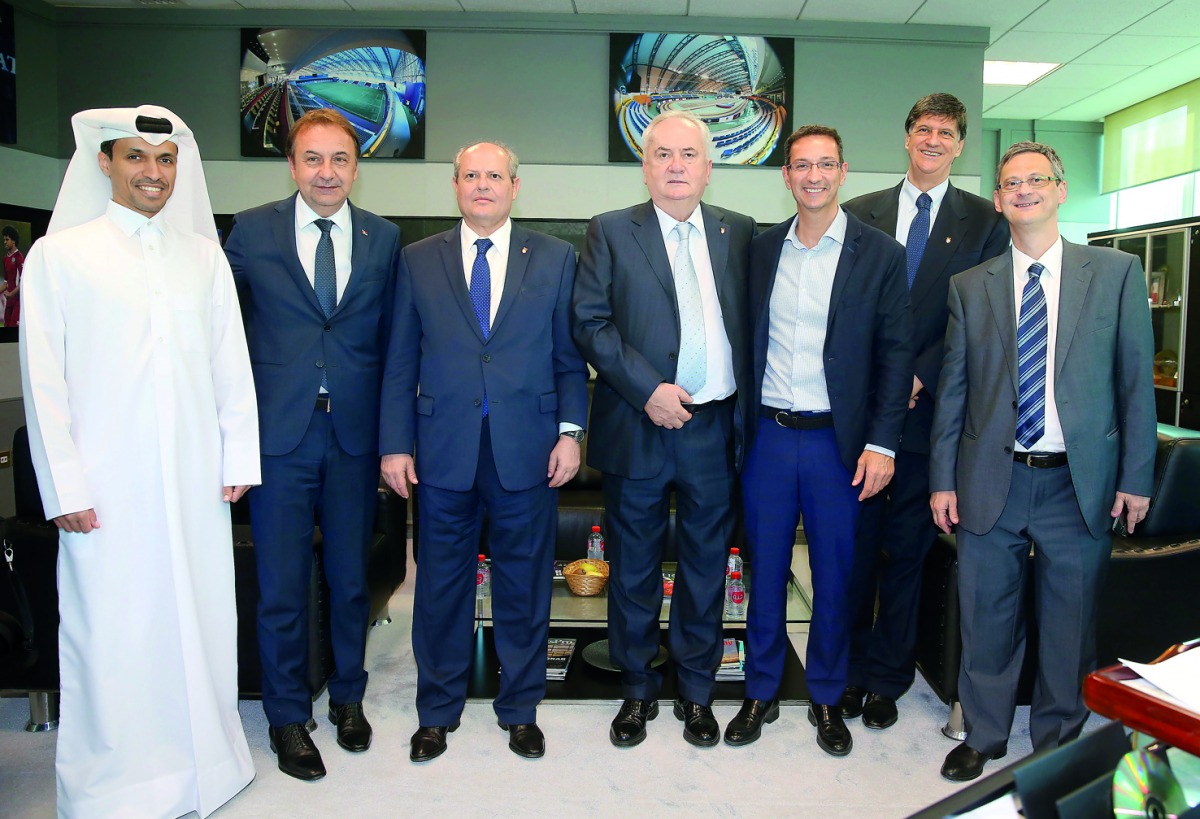 President of the  Olympic Committee of Serbia (OCS), Božidar Maljkovic, is seen with Aspire Academy’s Director General, Ivan Bravo, during a visit to the Aspire Academy.
