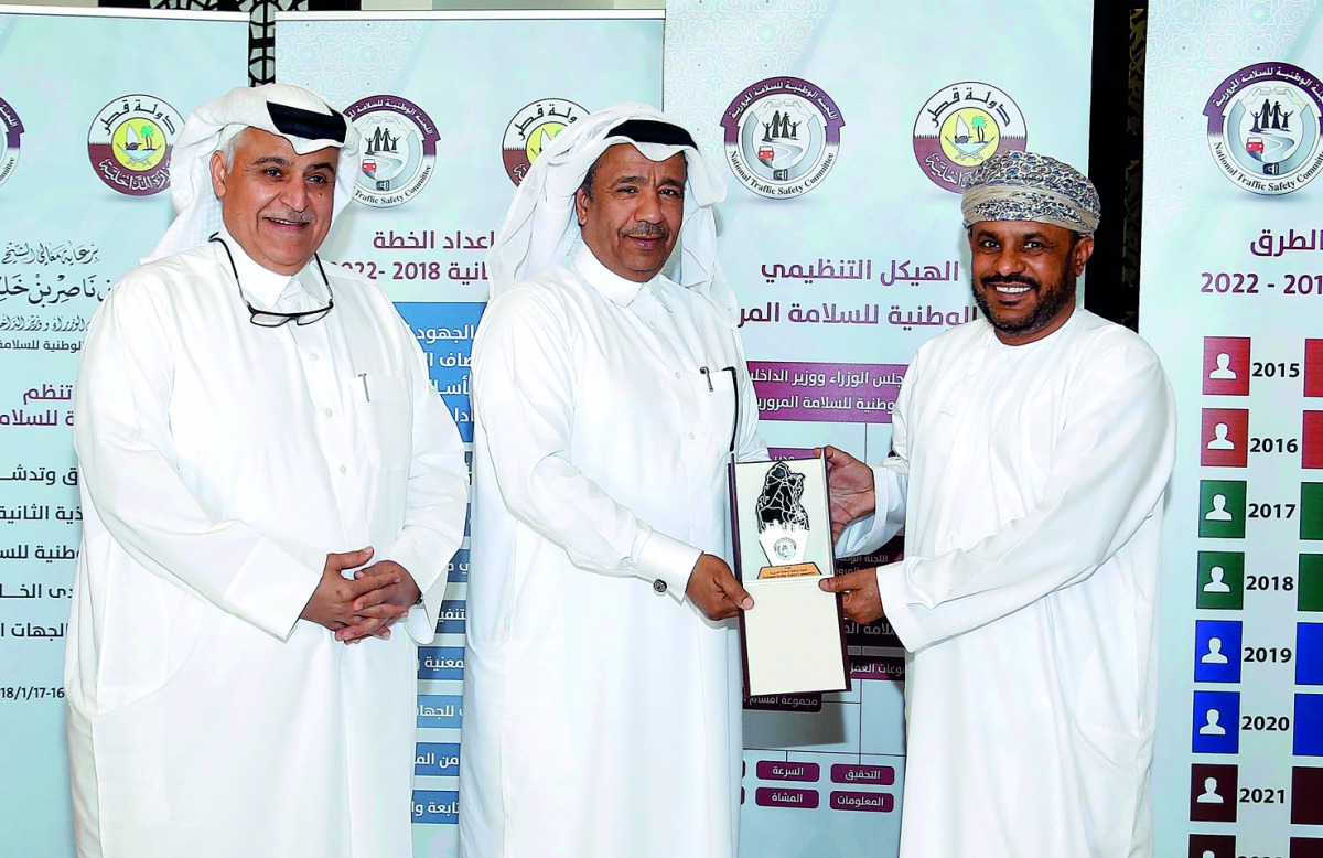 On the second day of the fifth forum of coordinators of National Traffic Safety Strategy implementing bodies, Brigadier Muhammad Saad Al Kharji, Director General of the General Directorate of Traffic, honoured Major General Fahad Al Shuwaei, Assistant Und