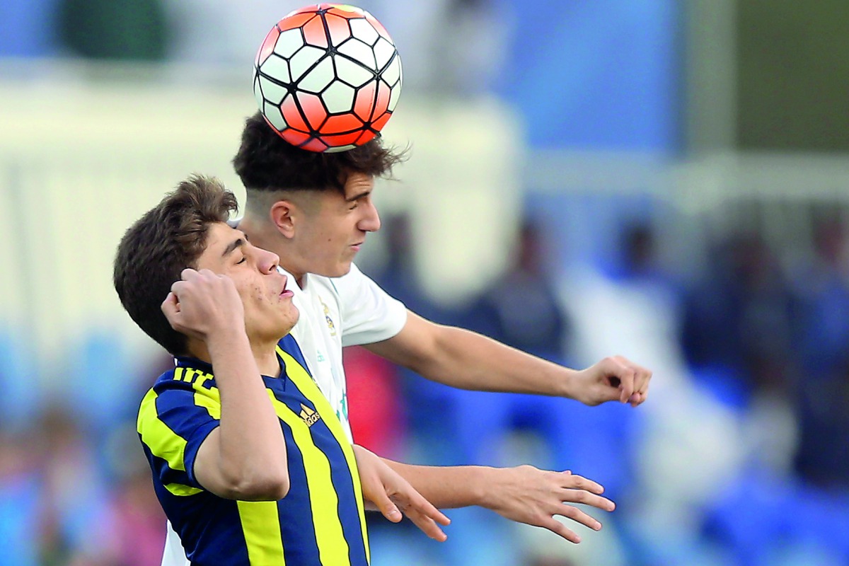 Action from the Al Kass International Cup football match between Real Madrid and Fenerbahce at Aspire Academy yesterday. 