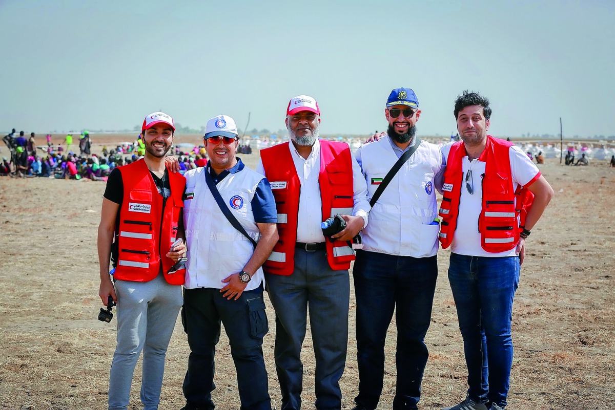 The joint team members of Qatar Red Crescent Society and Kuwait Red Crescent Society.