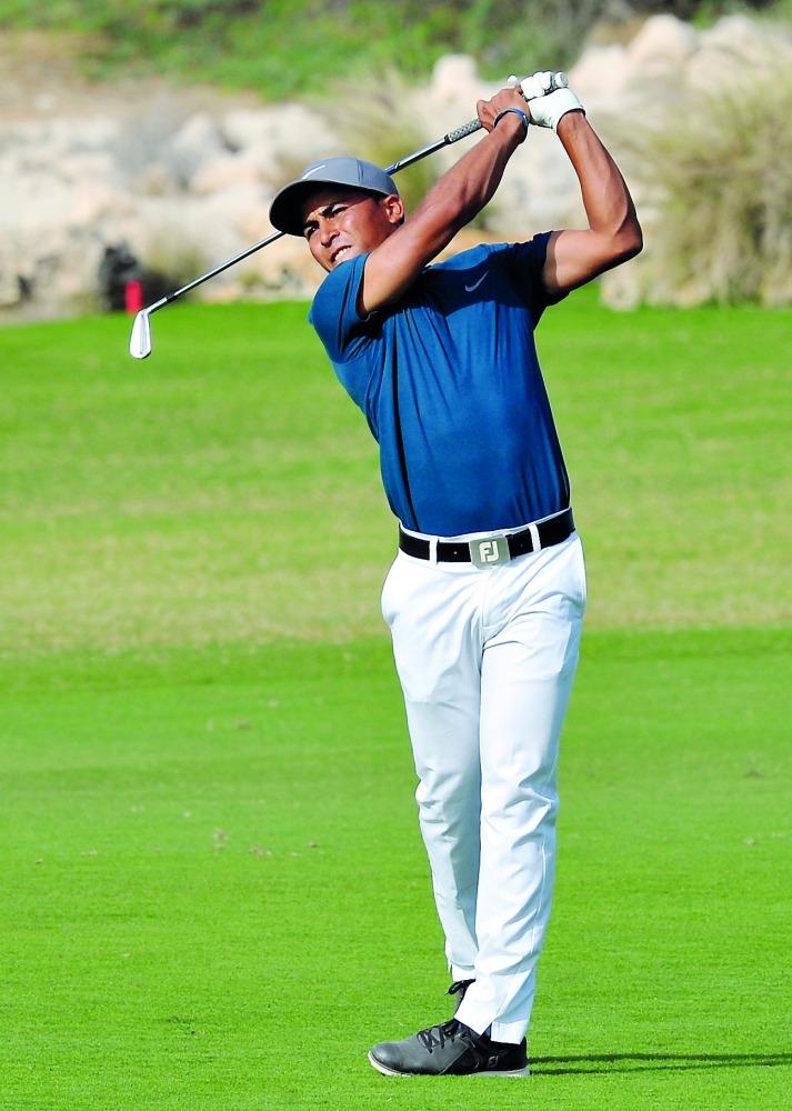 Ayoub ld Omar of Morocco in action at the Qatar Open Amateur Golf Championship 2018 at Doha Golf Club yesterday. Photo by Kammutty VP/The Peninsula