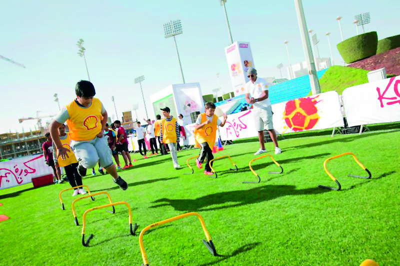 Young football players take part in National Sports Day activities in this file photo.