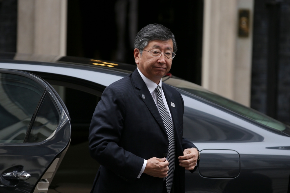 The Japanese Ambassador to the UK Koji Tsuruoka arrives for a roundtable hosted by Britain's Prime Minister Theresa May for Japanese investors in the UK at 10 Downing Street in central London on February 8, 2018. AFP / Daniel Leal-Olivas