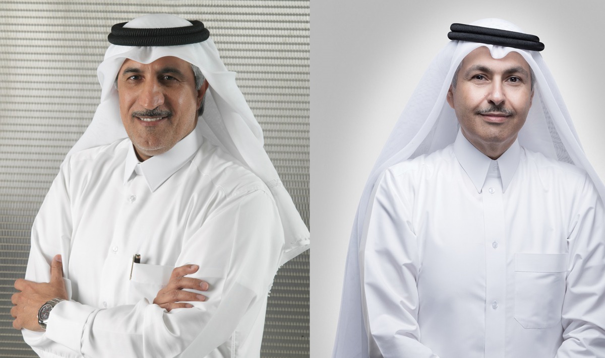 Sheikh Abdulla bin Mohammed bin Saud Al Thani (left), Chairman of Ooredoo Group and  Sheikh Saud bin Nasser Al Thani, Group Chief Executive Officer. 
