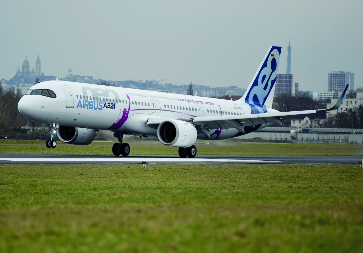 The Airbus A321 LR neo (long range) test plane lands at Le Bourget airport, near Paris after its first transatlantic flight on February 13, 2018. AFP / Eric Piermont