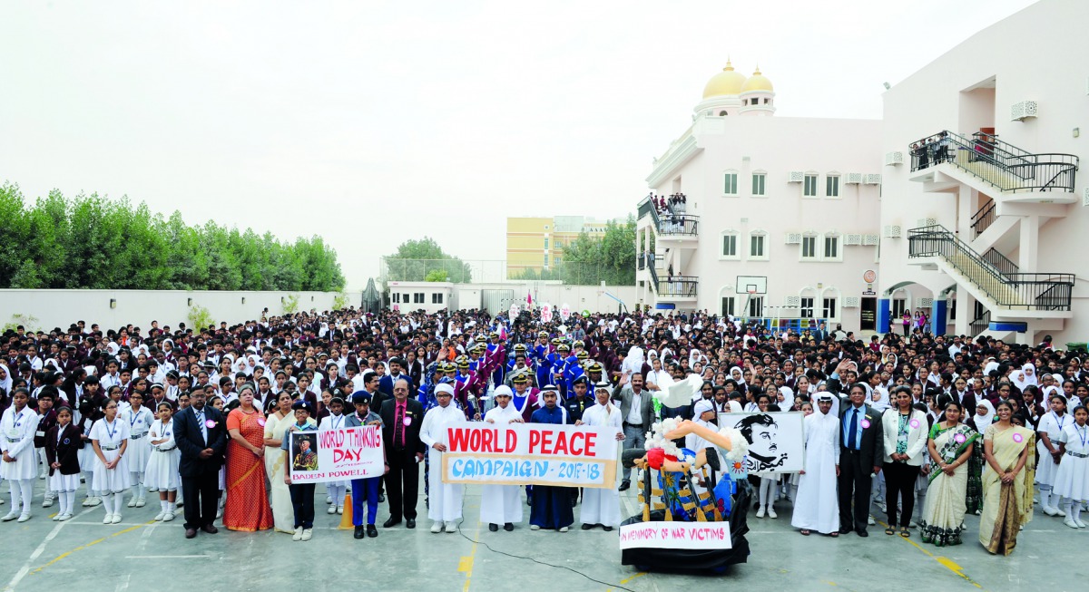 Birla Public School Doha Principal along with other officials during the World Peace Campaign 2017-2018 held at the school on Thursday. Pic: Salim Matramkot /The Peninsula