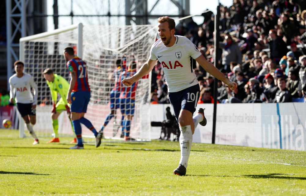 Tottenham's Harry Kane celebrates scoring their first goal Action Images via Reuters/Paul Childs