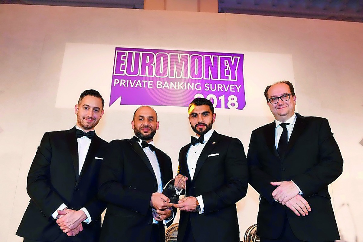 QNB officials receiving one of the awards during the Euromoney Private Banking and Wealth Management survey awards  at the event held recently in London.