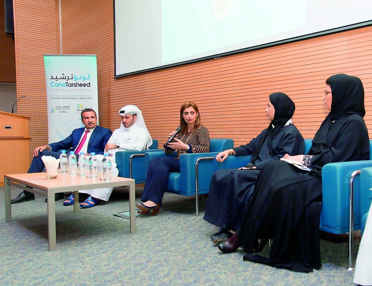 Panellists during a discussion about water sustainability in Qatar.