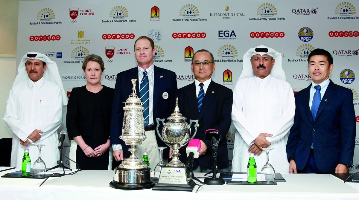 From left: Mohammed Faisal Al Naimi, Executive Director, Qatar Golf Association (QGA), Janet Turner, Area Director for Sales and Marketing, Qatar, Kuwait and Bahrain-InterContinental Hotels Group, Richard Heath, General Secretary, European Golf Associatio